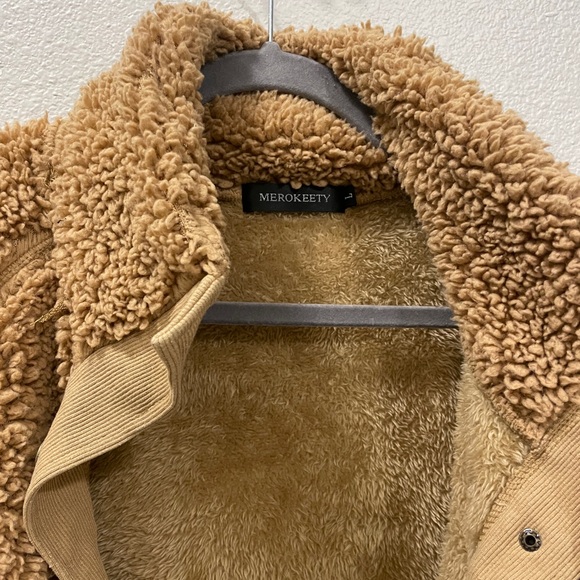 Merokeety Women’s Retro Deep Pile Teddy Bear Sherpa Fleece Jacket - Picture 2 of 6